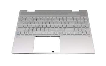 AM2UU000800 original HP clavier incl. topcase DE (allemand) argent/argent avec rétro-éclairage (DSC)