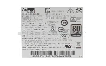 Alimentation du Ordinateur de bureau 310 watts Small-Form-Faktor (SFF) original pour Lenovo ThinkCentre M75s Gen 2 (11W2)