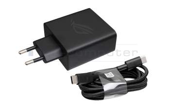 Chargeur USB-C 65 watts EU wallplug petit incl. USB-C to USB-C Cable original incl. cordon secteur pour Asus ROG Phone 5 (ZS673KS)