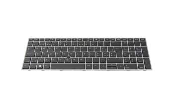Clavier CH (suisse) noir/argent avec rétro-éclairage et mouse stick original pour HP ZBook 15 G5