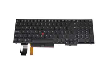 Clavier CH (suisse) noir/noir avec rétro-éclairage et mouse stick original pour Lenovo ThinkPad E580 (20KS/20KT)