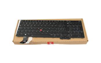 Clavier CH (suisse) noir/noir avec rétro-éclairage et mouse stick original pour Lenovo ThinkPad L15 Gen 4 (21H3/21H4)