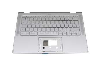 Clavier DE (allemand) argent avec rétro-éclairage original pour Acer Chromebook Spin 514 (CP514-2H)