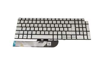 Clavier DE (allemand) argent avec rétro-éclairage original pour Dell Inspiron 15 (5501)