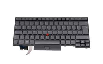 Clavier DE (allemand) gris foncé/gris foncé avec rétro-éclairage et mouse stick original pour Lenovo ThinkPad P14s Gen 2 (21A0/21A1)