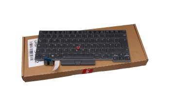 Clavier DE (allemand) gris foncé/gris foncé avec rétro-éclairage et mouse stick original pour Lenovo ThinkPad T14 Gen 2 (20W0/20W1)