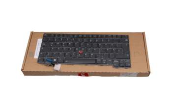 Clavier DE (allemand) gris/noir avec rétro-éclairage et mouse stick original pour Lenovo ThinkPad P14s Gen 4 (21K5/21K6)