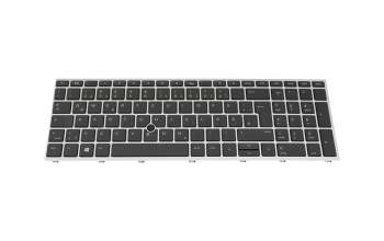 Clavier DE (allemand) noir/argent avec rétro-éclairage et mouse stick (with Pointing-Stick) original pour HP ProBook 650 G4