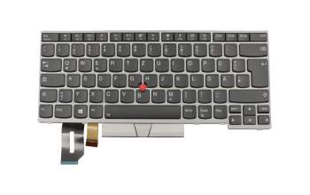 Clavier DE (allemand) noir/argent avec rétro-éclairage et mouse stick original pour Lenovo ThinkPad E490 (20N8/20N9)
