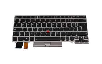 Clavier DE (allemand) noir/argent avec rétro-éclairage et mouse stick original pour Lenovo ThinkPad L13 Gen 2 (21AC)