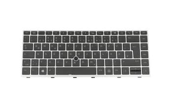 Clavier DE (allemand) noir/argent avec rétro-éclairage et mouse stick pour HP EliteBook 840 G6