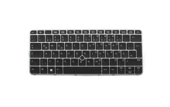 Clavier DE (allemand) noir/argent mat avec rétro-éclairage et mouse stick original pour HP EliteBook 725 G3