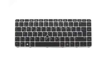 Clavier DE (allemand) noir/argent mat avec rétro-éclairage et mouse stick original pour HP EliteBook 745 G4
