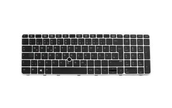 Clavier DE (allemand) noir/argent mat avec rétro-éclairage et mouse stick original pour HP EliteBook 850 G3