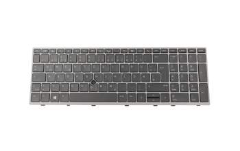 Clavier DE (allemand) noir/gris avec rétro-éclairage et mouse stick (SureView) original pour HP ZBook 15u G5