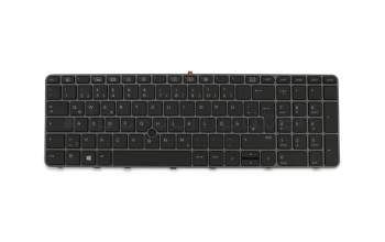 Clavier DE (allemand) noir/gris avec rétro-éclairage et mouse stick original pour HP ZBook 15u G3