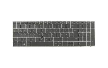 Clavier DE (allemand) noir/gris avec rétro-éclairage et mouse stick original pour HP ZBook 17 G5