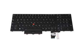 Clavier DE (allemand) noir/noir abattue avec rétro-éclairage et mouse stick original pour Lenovo ThinkPad T15g Gen 2 (20YS/20YT)