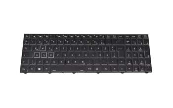 Clavier DE (allemand) noir/noir avec rétro-éclairage (Gaming) original pour Sager Notebook NP6251J (NP50RNJS)