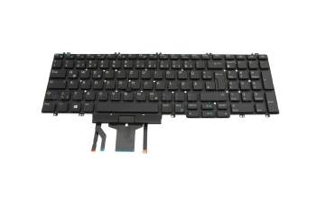 Clavier DE (allemand) noir/noir avec rétro-éclairage et mouse stick original pour Dell Precision 15 (7530)