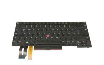 Clavier DE (allemand) noir/noir avec rétro-éclairage et mouse stick original pour Lenovo ThinkPad E480 (20KQ/20KN)