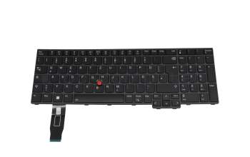 Clavier DE (allemand) noir/noir avec rétro-éclairage et mouse stick original pour Lenovo ThinkPad P16v G2 (21KX/21KY)