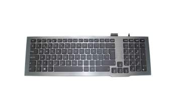 Clavier SF (suisse-francais) noir/argent avec rétro-éclairage original pour Asus ROG G75VW