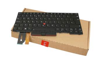 Clavier UK (anglais) noir/noir avec rétro-éclairage et mouse stick original pour Lenovo ThinkPad L390 (20NR/20NS)