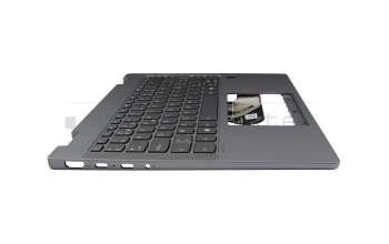 Clavier incl. topcase BE (belge) gris/gris avec rétro-éclairage original pour Lenovo IdeaPad 5x 14Q8X9 (83GH)