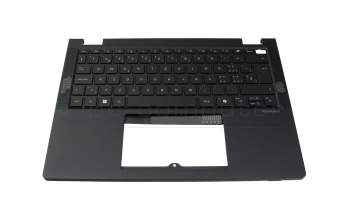 Clavier incl. topcase CH (suisse) noir/noir avec rétro-éclairage original pour Acer TravelMate P6 (TMP614-73T)