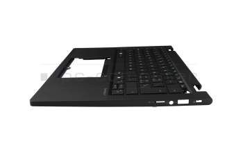 Clavier incl. topcase CH (suisse) noir/noir avec rétro-éclairage original pour Acer TravelMate P6 (TMP614-73T)