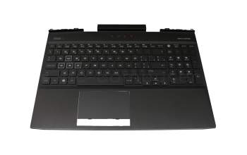 Clavier incl. topcase CH (suisse) noir/noir avec rétro-éclairage original pour HP Omen 15-dc1000