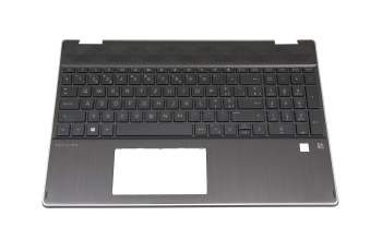 Clavier incl. topcase CH (suisse) noir/noir avec rétro-éclairage original pour HP Pavilion X360 15-dq1000