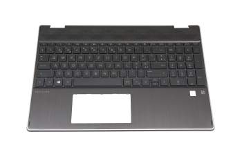Clavier incl. topcase CH (suisse) noir/noir avec rétro-éclairage original pour HP Pavilion x360 15-dq0400
