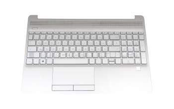 Clavier incl. topcase DE (allemand) argent/argent (Fingerprint) original pour HP 15-dw0000