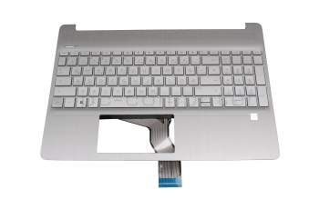 Clavier incl. topcase DE (allemand) argent/argent (Fingerprint) original pour HP 15s-fq0000