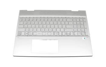 Clavier incl. topcase DE (allemand) argent/argent avec rétro-éclairage (DIS) original pour HP Envy 15-dr0000