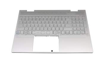 Clavier incl. topcase DE (allemand) argent/argent avec rétro-éclairage (DSC Grafik) original pour HP Envy x360 15-ed0000