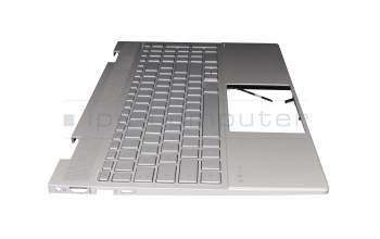 Clavier incl. topcase DE (allemand) argent/argent avec rétro-éclairage (DSC Grafik) original pour HP Envy x360 15-ed0000