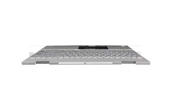 Clavier incl. topcase DE (allemand) argent/argent avec rétro-éclairage (DSC Grafik) original pour HP Envy x360 15-ed0000