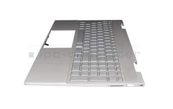 Clavier incl. topcase DE (allemand) argent/argent avec rétro-éclairage (DSC Grafik) original pour HP Envy x360 15-ed1000