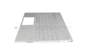 Clavier incl. topcase DE (allemand) argent/argent avec rétro-éclairage (Graphique UMA) original pour HP Pavilion 15-cs1000