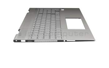 Clavier incl. topcase DE (allemand) argent/argent avec rétro-éclairage (UMA) original pour HP Envy x360 15-dr1300