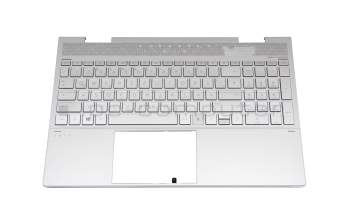 Clavier incl. topcase DE (allemand) argent/argent avec rétro-éclairage (UMA) original pour HP Envy x360 15-ed0000