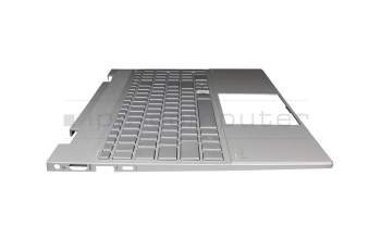 Clavier incl. topcase DE (allemand) argent/argent avec rétro-éclairage (UMA) original pour HP Envy x360 15-ed0000