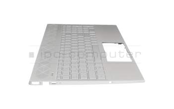 Clavier incl. topcase DE (allemand) argent/argent avec rétro-éclairage (graphiques UMA) original pour HP Pavilion 15-cs0100