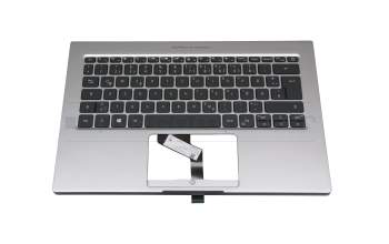 Clavier incl. topcase DE (allemand) argent/argent avec rétro-éclairage original pour Acer RS (AP714-51GT)
