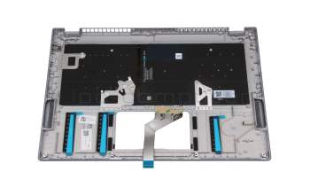 Clavier incl. topcase DE (allemand) argent/argent avec rétro-éclairage original pour Acer RS (AP714-51GT)
