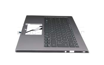 Clavier incl. topcase DE (allemand) argent/argent avec rétro-éclairage original pour Acer RS (AP714-51GT)