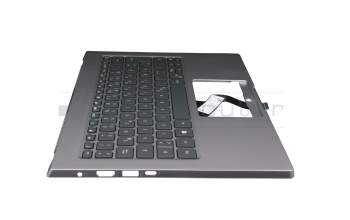 Clavier incl. topcase DE (allemand) argent/argent avec rétro-éclairage original pour Acer RS (AP714-51T)